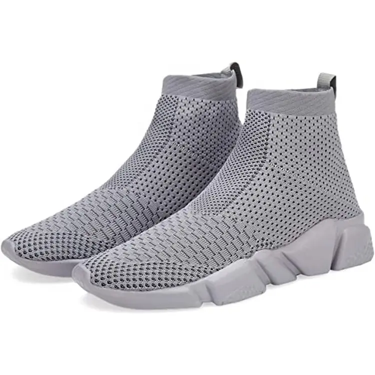 China New Fashion Boys Girls High Upper Lightweight Sneakers Walking Knitting Children Casual  Shoes